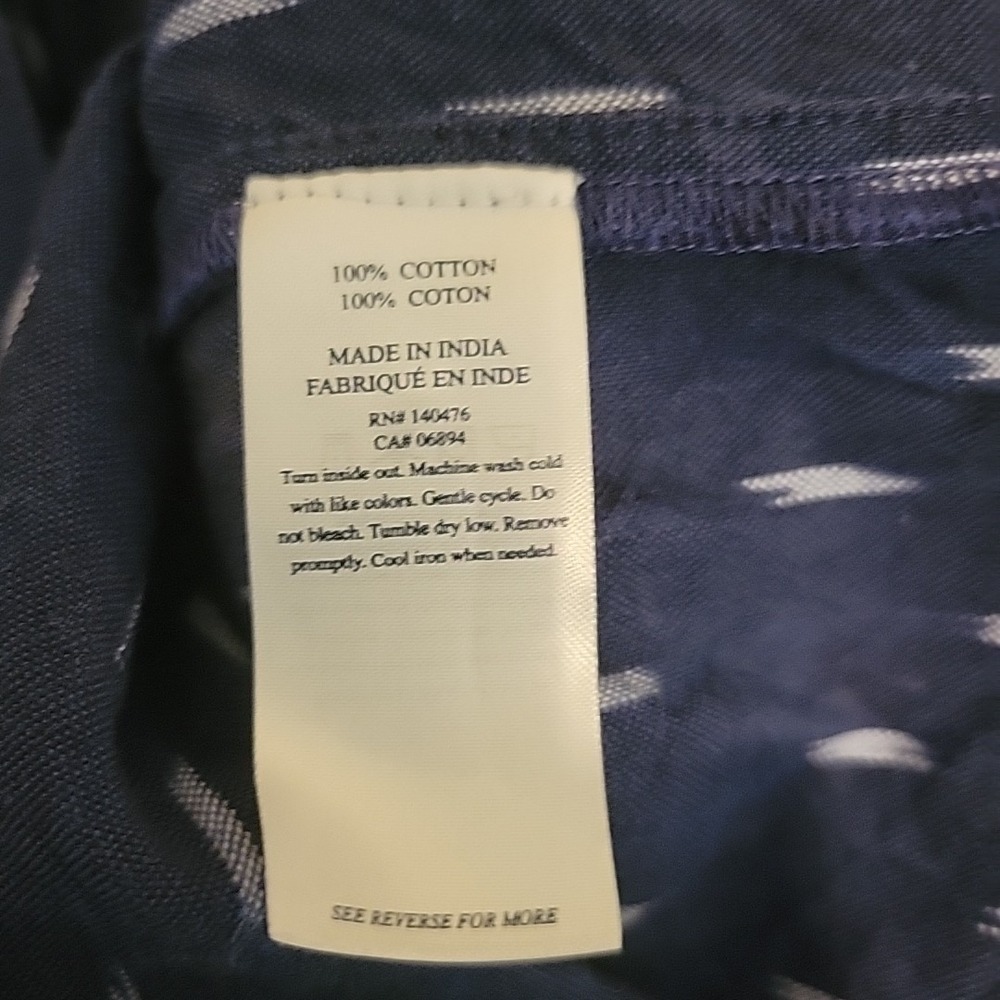 Faherty Navy Blue Sleeveless Midi Dress with Subtle White Dash Print - Picture 8 of 11